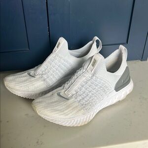 White and Gray Slip-On Sneakers